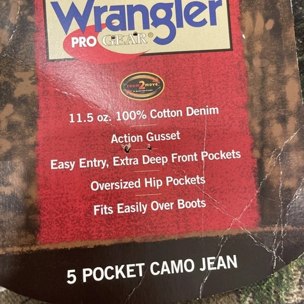 Wrangler ProGear Series Mens 40x34 Realtree Xtra Camouflage Jeans PG001AX Cotton